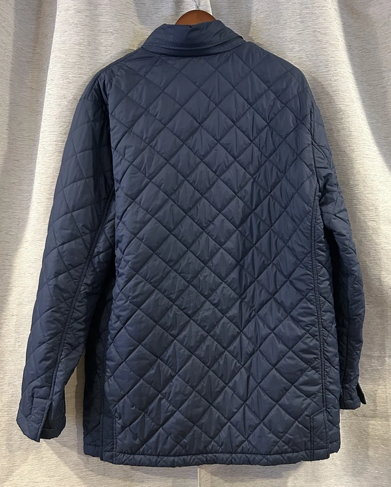 Chaqueta Abrigo Brooks Brothers Para Hombre XL Azul Diamante Acolchado Forrado Aislante Foto 3 de 4