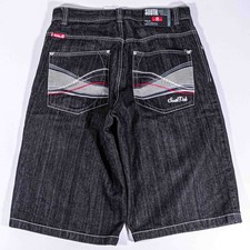 VTG Southpole Red Tab Embroidered Jean Shorts 36 Baggy Jorts Y2K Skate Hip Hop