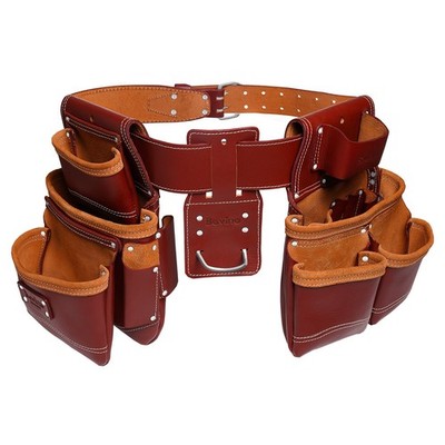 Bovino Leather Tool Belt 20 Pocket Carpent Framers Electrician Rig Hammer Holder