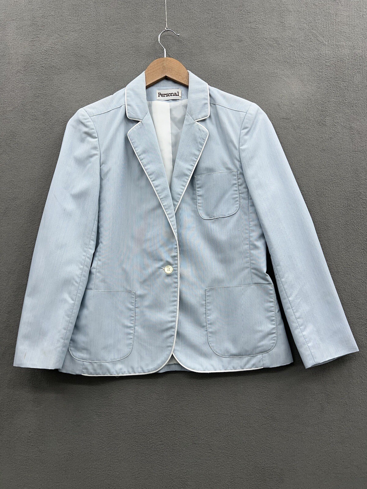 Vintage Personal Women’s 8 Blue Seersucker Blazer Jacket Lined