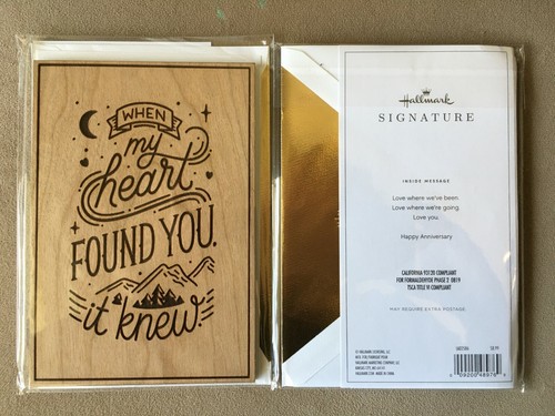 Hallmark Anniversary Card by Signature ~ When my Heart Found YOU Wood Sign Decor - Picture 2 of 2