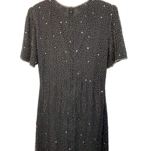 Y2K VTG Laurence Kazar Hand-Made Black Silk Beaded Evening Dress PM NWT 7223 - Picture 9 of 11