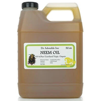 DR.ADOROBLE PURE RAW NEEM OIL ORGANIC COLD PRESSED VIRGIN 32 OZ/1 QUART FREE SHIPPING!!!