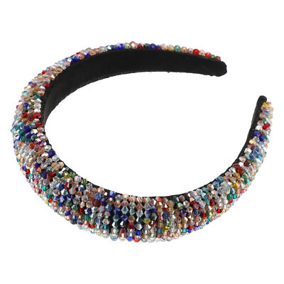 Rhinestone Headband Bling Hair Accessories for Women Multicolor 1.18 Inch Wide