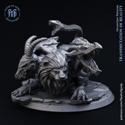 Chimera by Flesh of Gods | D&D | DnD | Pathfinder | Print on Demand