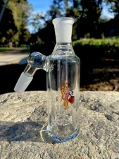 14mm Glass Ash Catcher 45 degree (Amber Octopus)Thick Glass.