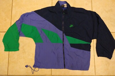 Vtg Nike Colorblock Windbreaker Men's size large Purple/Green blac
