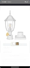 PARTPHONER Dusk to Dawn White Outdoor Post Light with Pier Mount Base, Waterproo
