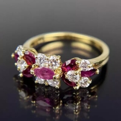 2.25 Ct Oval Cut Simulated Pink Ruby Wedding Band Ring In 14k Yellow Gold Plated