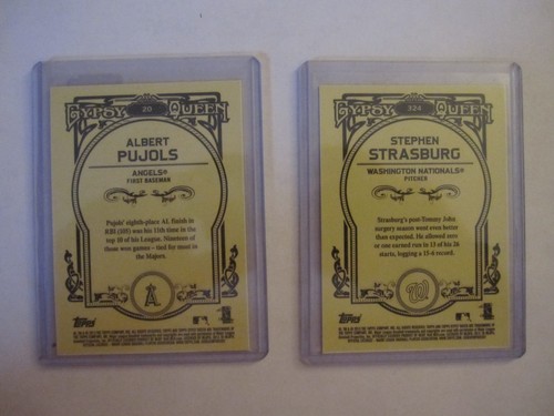 2013 Topps Gypsy Queen 2 Card Lot #324A Strasburg, #20 Pujols - NM - Picture 2 of 2