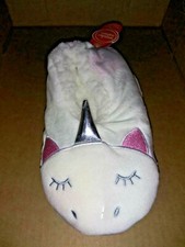 Children's Wonder Nation Unicorns White/Pink Slippers Socks Size 13-4 M/L