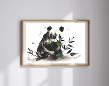 Panda: A Dance of Ink and Bamboo | Art Print | Available in different sizes