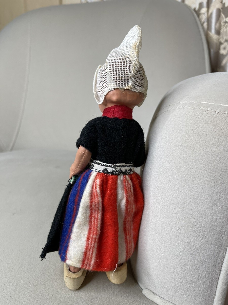 Vintage Holland Dutch Girl Doll & Wood Clog Shoe Hand Painted