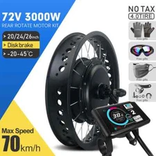 72V 3000W Rear Rotate Hub Motor Wheel Dropout 170mm E-bike Conversion Kit