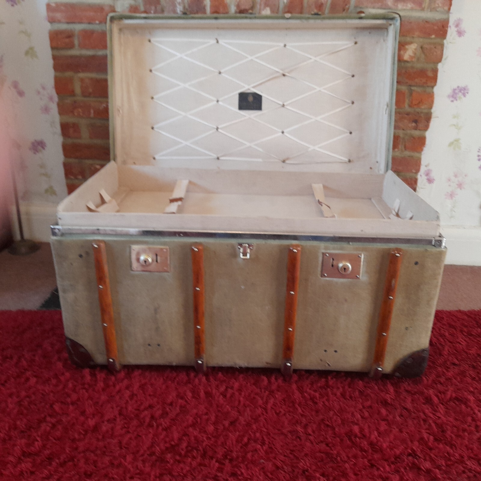 luxury Vintage Bentwood Steamer Trunk Antique Storage Chest Coffee