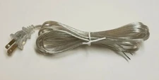 8' SILVER LAMP CORD SET POLARIZED PLUG 18/2 SPT-1 LAMP PART NEW 30264J