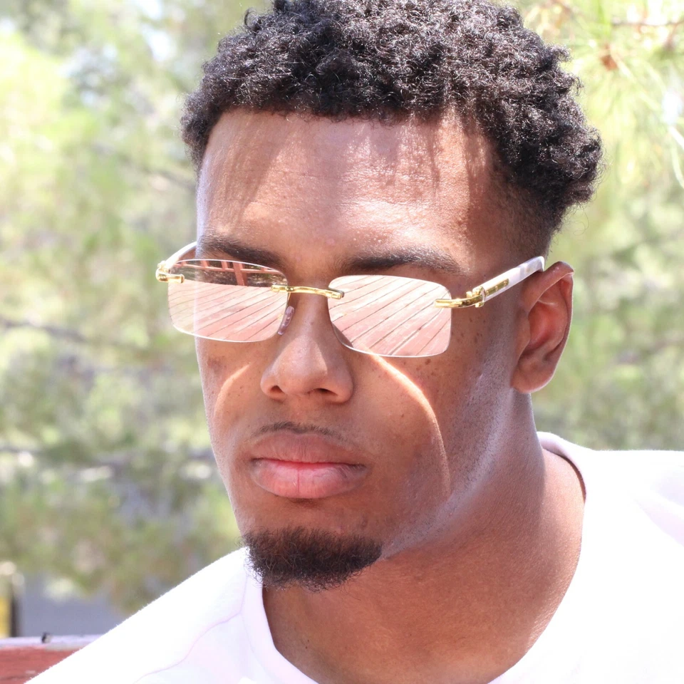 Anteojos cuadrados lentes transparentes sin montura gángster estilo vintage retro Wood Buffs años 90 Foto 3 de 4