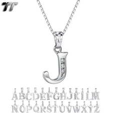 TT 18K White Gold GP Inital Letter Pendant Necklace (NP329) NEW