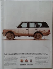 1987 RANGE ROVER ICONIC PRINT AD MOST BEAUTIFUL VEHICLE IN THE WORLD EXCELLENT