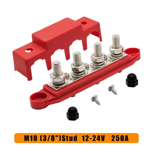250A 12V-24V Sammelschiene Stromverteilerblock 4 Bolzen Abzweigblock KFZ - Bild 20 von 24