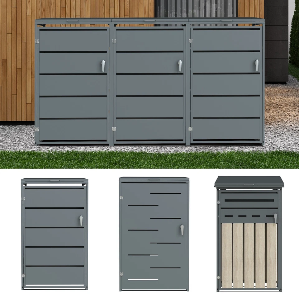 Mülltonnenbox Mülltonnenverkleidung Müllbox 120L & 240L Tonnen Aufbewahrungsbox - Bild 2 von 4