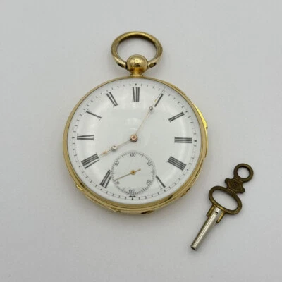 TASCHENUHR 18K 750 GOLD HANDAUFZUG 74G Viertel Stunde Repetition Moustache Anker - Bild 1 von 4