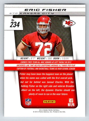2013 Panini Prizm #234 Eric Fisher RC (ref 200346) - Picture 2 of 2