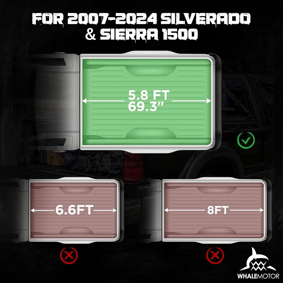 5.8FT Hard Solid Tonneau Cover For 2007-2025 Silverado Sierra 1500 Truck Bed - Image 2 of 4