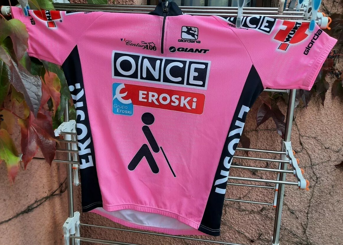 Maillot Cycliste Giordana équipe ONCE-Eroski 2003 - 1/4 Zip Bleu Taille L Occasion