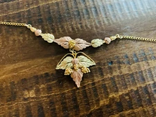 Black Hills 10k Gold Tri Color Leaf Cuban Link Choker Necklace Landstroms 6.8g