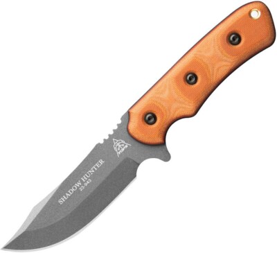 TOPS Shadow Hunter 4.5'' 1095HC Black and Tan Canvas Micarta Fixed Knife SWHR01