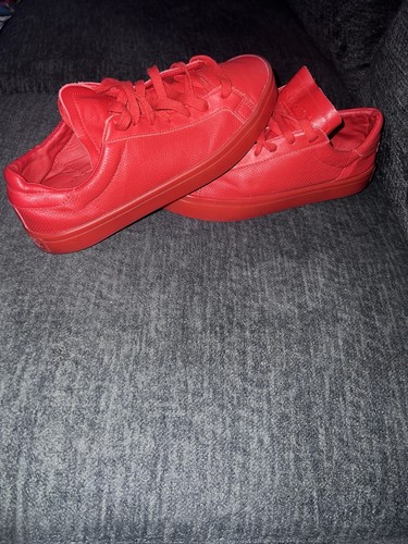 ADIDAS SCARPE DA GINNASTICA ORIGINALI CORTE VANTAGGIO ADICOLOR da uomo in pelle rossa basse 10 1/2 - Foto 3 di 5