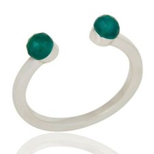 Natural Green Onyx Gemstone 925 Sterling Silver Open Ring Personalized Jewelry