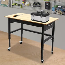 Workbench Height Adjustable Mobile Garage Office Home Working Desk Table 200lbs