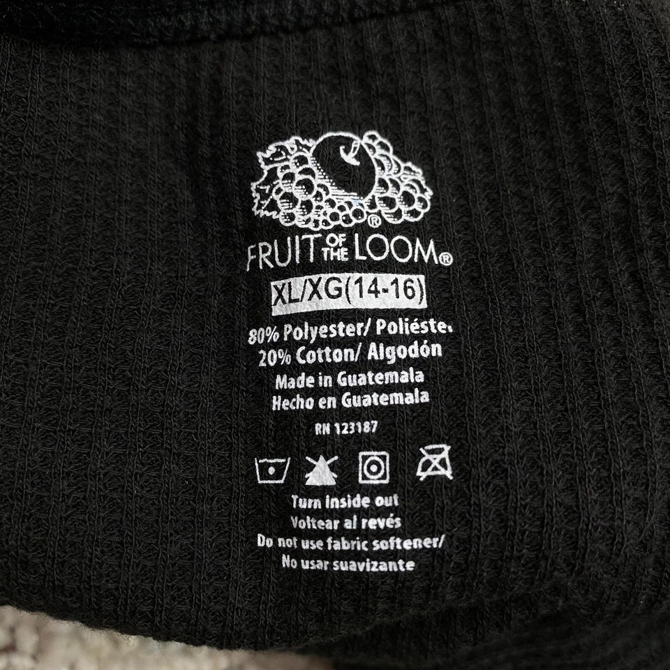 Camisa Fruit of the Loom Niño Talla XL Negra Ligera Waffle Cuello Redondo Manga Larga Foto 3 de 4