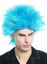 Perücke Damen Herren Karneval Blau Igel Punk Wave 80er Troll hochtoupiert wig