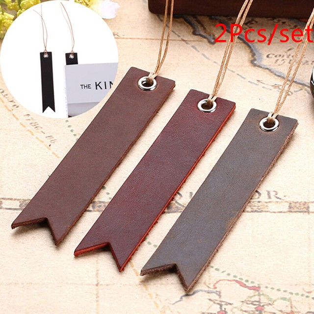 2Pcs Leather Book Marker Bookmarks Book Markers Clip Marker Stationery