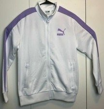 Puma Womens Medium White Track Jacket Zip Up Lightweight Athletic Long Sleeve
