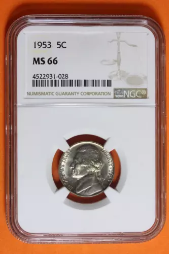 1953 NGC MS66 Jefferson Nickel 5c #B38814