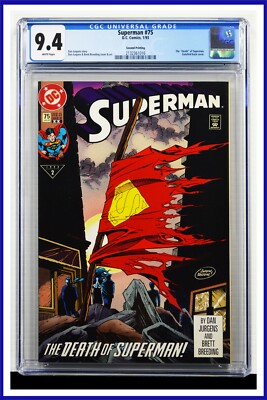 Superman #75 CGC Graded 9.4 DC 1993 2nd Printing Gatefold Cover
