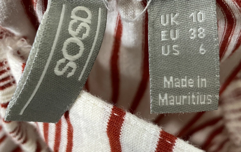 Maxi vestido solero a rayas rojas y blancas talla 6 con dobladillo con volantes campesinos de ASOS Foto 4 de 4