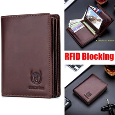 Genuine Leather Minimalist Bifold Wallets For Men RFID Blocking Slim Mens Wallet