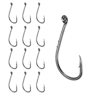 50Pcs Bait Holder Fishing Hook, Double Barbed J Fishing Hooks, 6/0#, Black