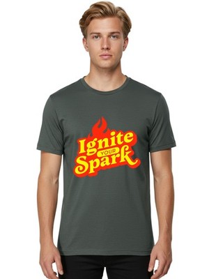 Ignite-Your-Spark Mens Graphic Tee,100% Cotton,Casual Summer Wear