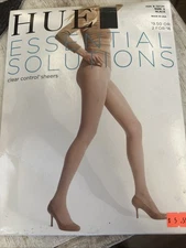 Hue Essential Solutions Clear Control Top Sheers Pantyhose Size 2 Black 5972N