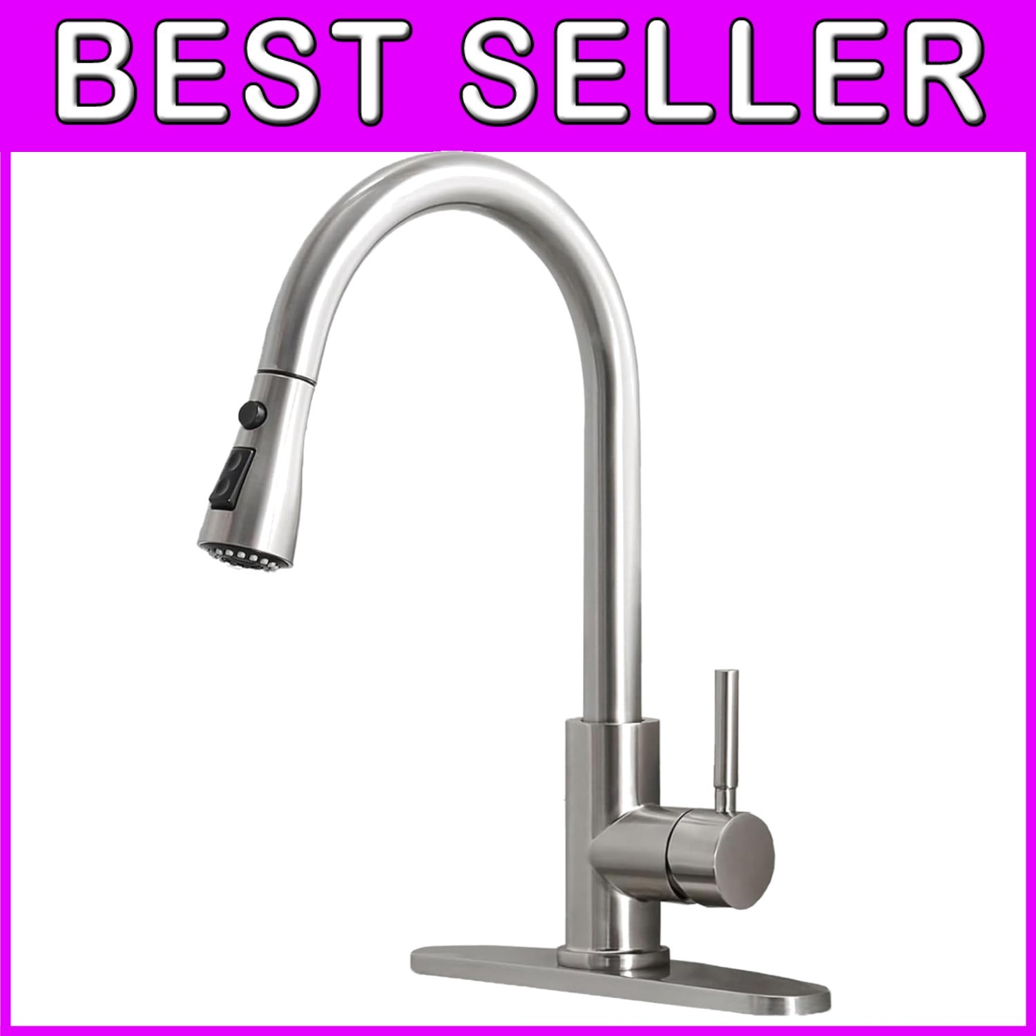 Brushed Nickel Pull Down Kitchen Faucet with 3 Function Sprayer for Versatile Use