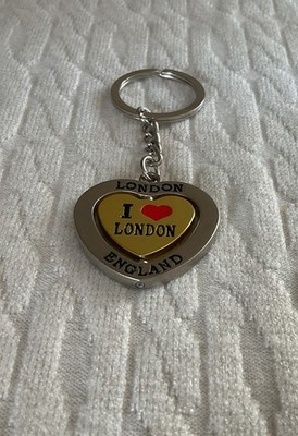 London Heart UK Souvenir Spinner Keychain Gold Tone Shape: Rectangle 1.3 x 1.4 