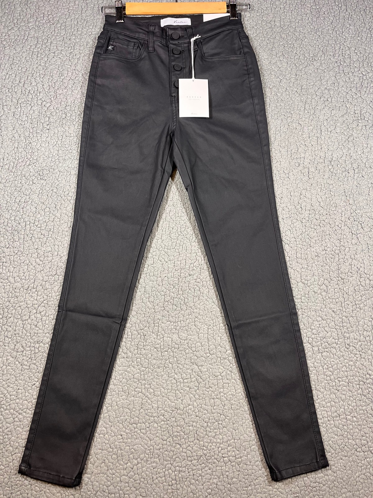 Juniors 1/24 Black High Rise Ankle Skinny Button Fly Stretch Denim