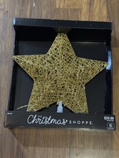 New Light Up Glitter Star Lighted Christmas Tree Topper 15 x 13"