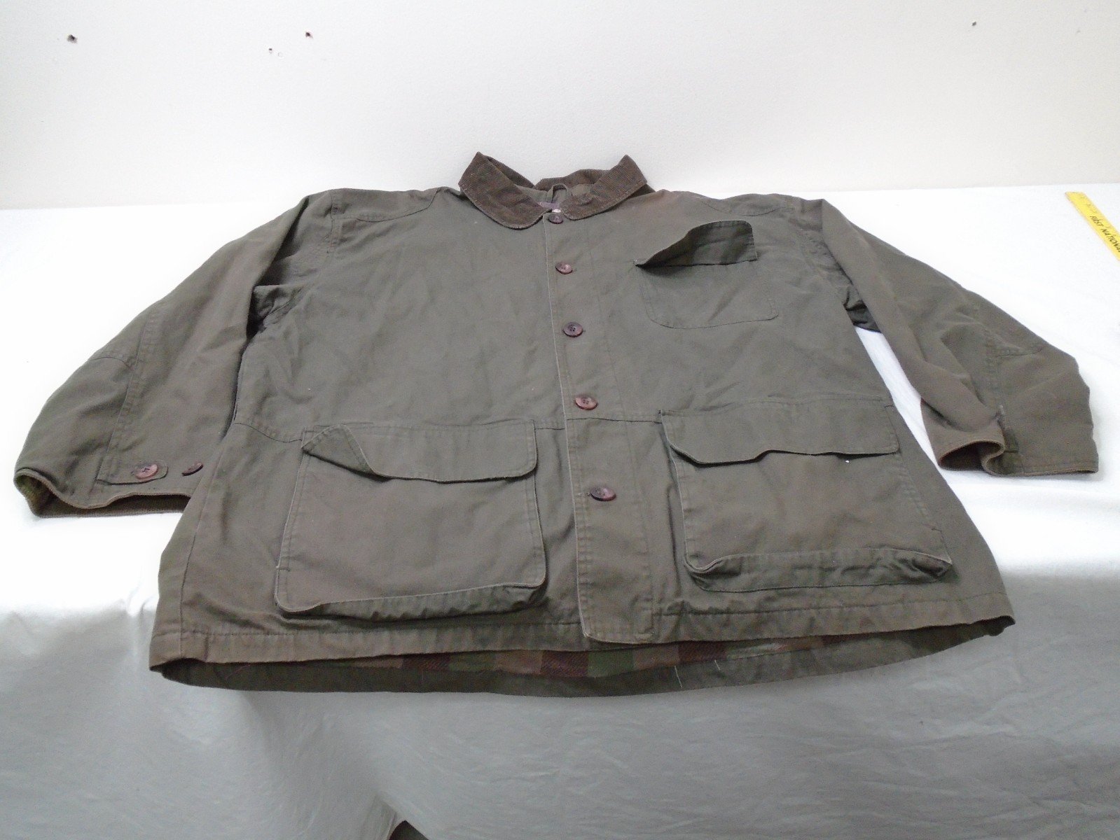 Faded Glory vintage barn coat chore field jacket womens XL corduroy collar Olive